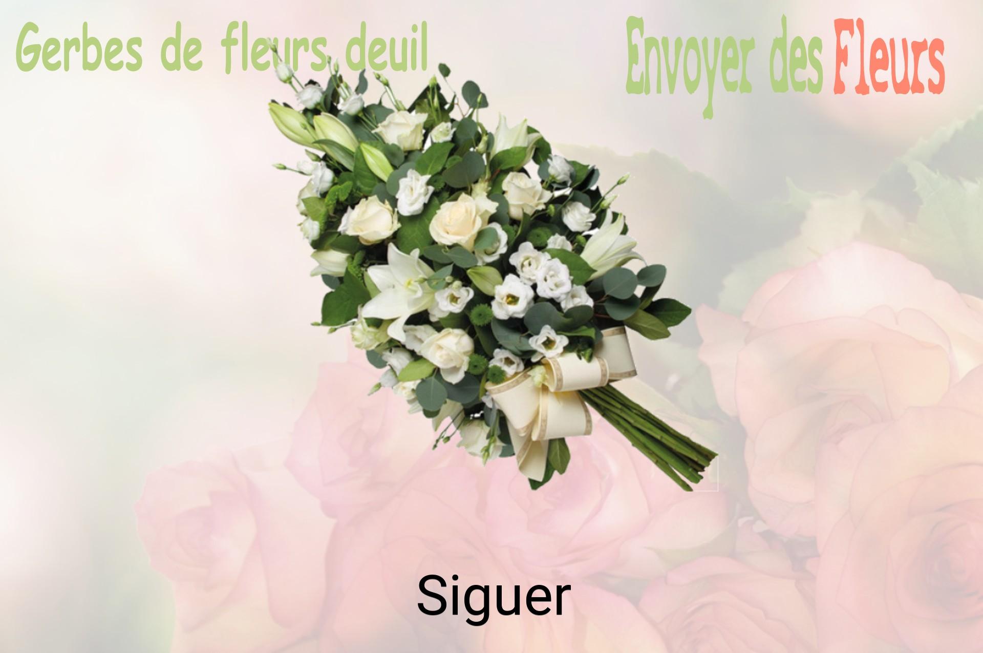 Gerbe de fleurs de deuil livrée à Siguer